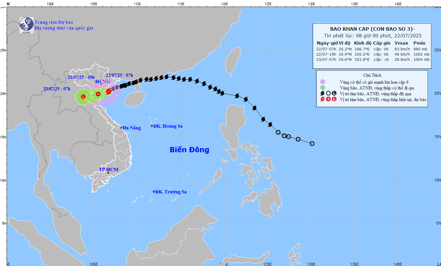 TIN BÃO KHẨN CẤP (Cơn bão số 3) (22/7/2025 8:00)