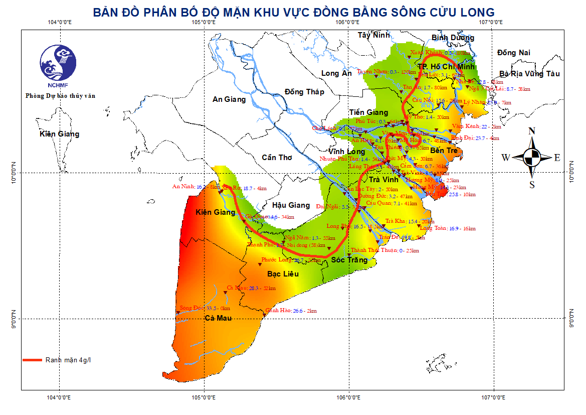 TIN DỰ BÁO XÂM NHẬP MẶN TRÊN KHU VỰC NAM BỘ